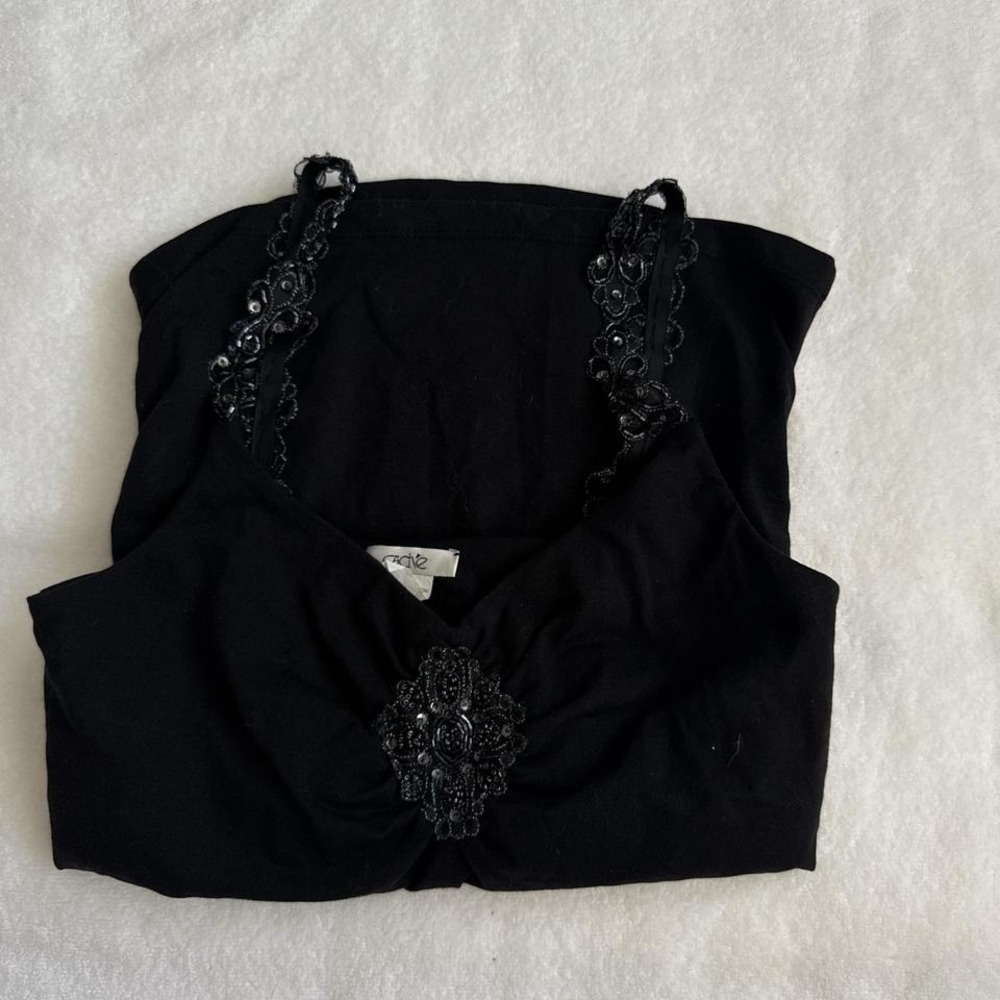 black cache beaded top